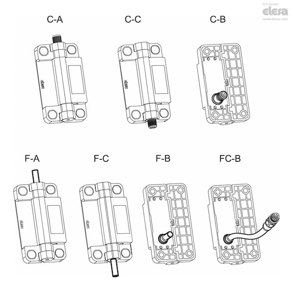 Elesa Hinges with built-in safety switch, CFSW.110-6-2NO+2NC-F-A-2-C33 - CFSW.