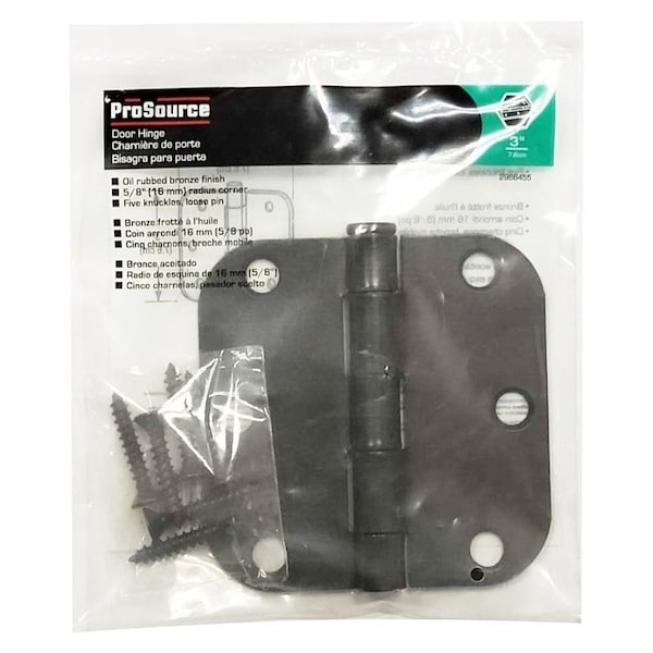 Prosource Door Hinge, Steel, Oil-Rubbed Bronze, Loose Pin, 180 deg Range of Motion, Screw Mounting - LR-704-PS