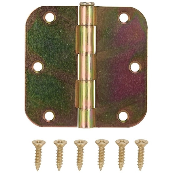 Prosource Door Hinge, Steel, Yellow Zinc Dichromate, Loose Pin, 180 deg Range of Motion, Screw Mounting - 20347ST4C