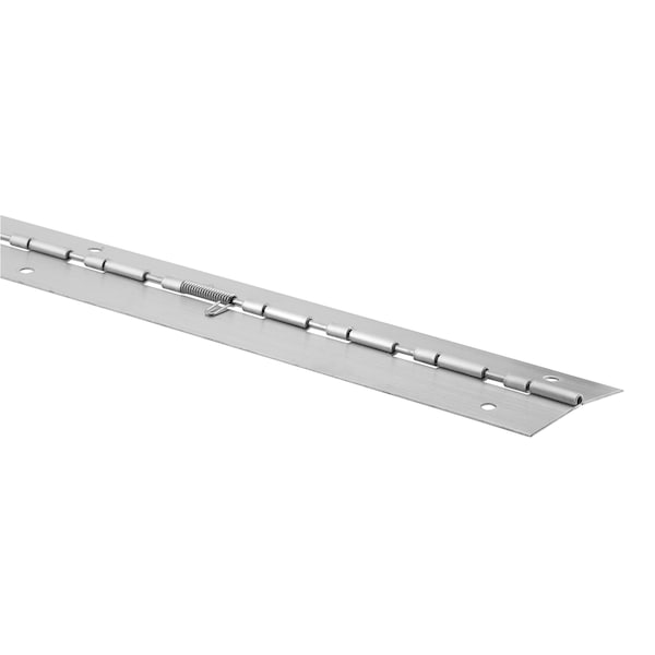 Prime-Line Piano Hinge, 3 in. x 54 in., Stainless Steel, LH/In-RH/Out, Spring-Loaded (Single Pack) - 658-4049
