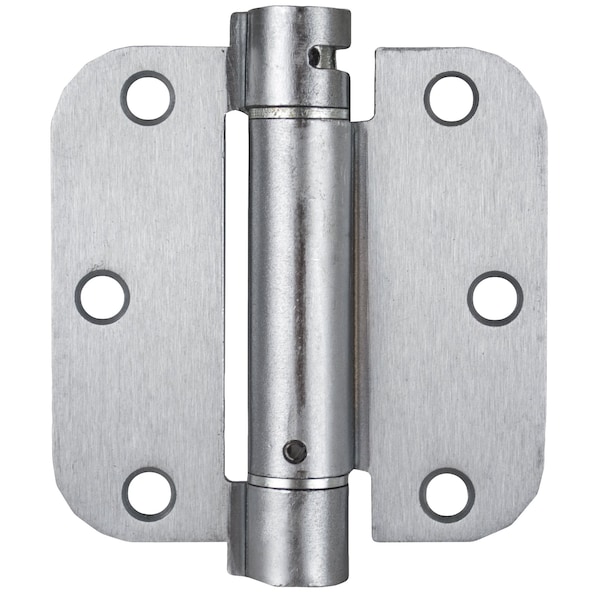 Global Door Controls 3.5 in. x 3.5 in. Brushed Chrome Steel Spring Hinge with 5/8 in. Radius (Set of 2) - CPS3535-5/8-26D-M