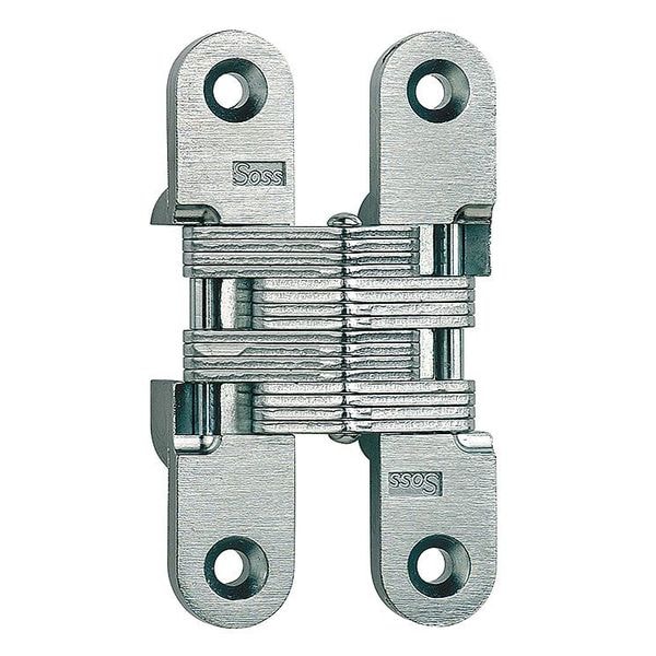 Soss Concealed Hinge, Brass, Full Mortise Mounting, 3/4 in Leaf W x 3 3/4 in Leaf H, Satin Brass - 212US4