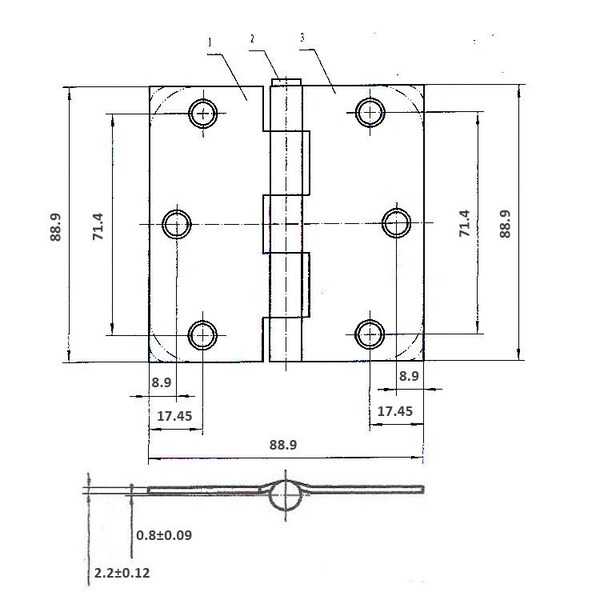 Richelieu 2Pack 3 12inch 89 mm Full Mortise Butt Hinge, Brushed Nickel - 821NBB
