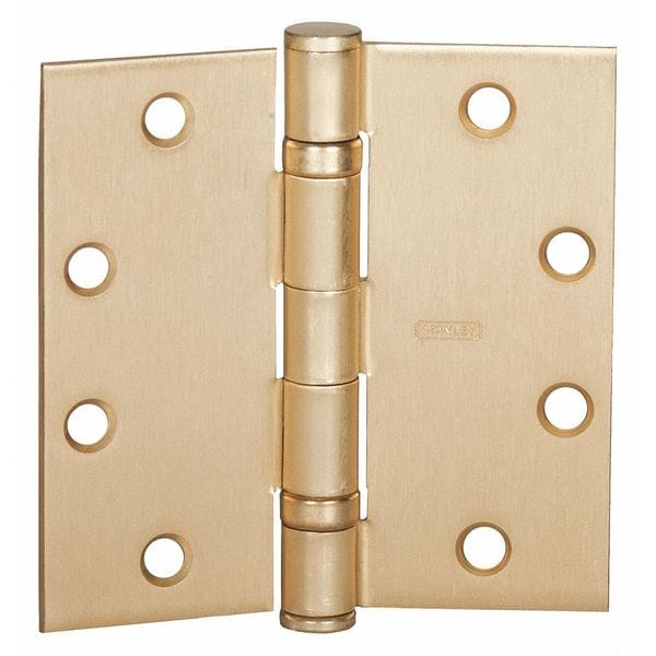 Best Door and Butt Hinge, Steel, Full Mortise Mounting, 1 1/2 in Leaf W x 4 1/2 in Leaf H, Satin Brass - FBB17945X45DOORHINGE4STL