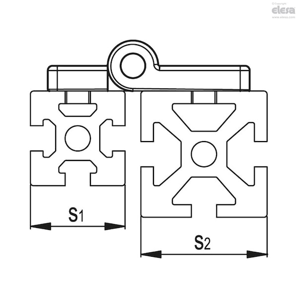 Elesa Hinges for profiles with friction locking, CFG.30/60-ERS-SH-6-C33 - CFG-ERS