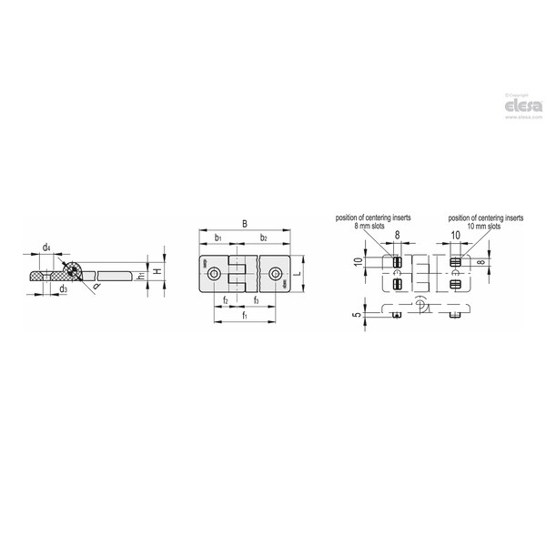 Elesa Hinges for profiles with friction locking, CFG.30/60-ERS-SH-6-C33 - CFG-ERS