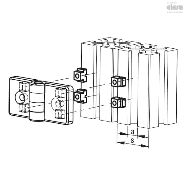 Elesa Hinges for profiles with friction locking, CFG.30/60-ERS-SH-6-C33 - CFG-ERS