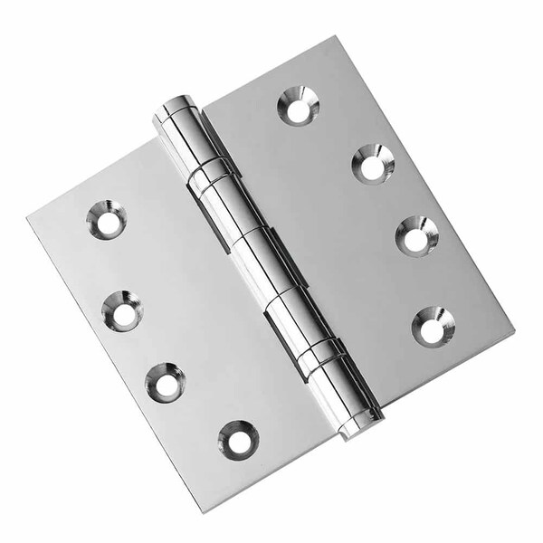 Embassy 4-1/2 x 4-1/2 Solid Brass Ball Bearing Hinge, Polished Chrome Finish with Flat Tips - 4545BBUS26F-1