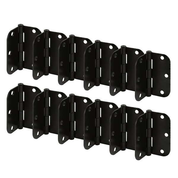 Prime-Line Door Hinge Residential Smooth Pivot, 3-1/2 in. with 5/8 in. Corners, Matte Black 12 Pack - U 11508812