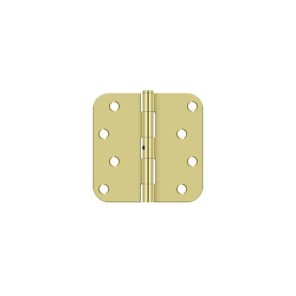 Deltana 4 x 4 x 5/8 Radius Hinge; Non Removable Pin Bright Brass Finish, PR - S44R5N3