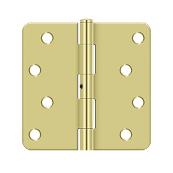 Deltana 4 x 4 x 1/4 Radius Hinge; Heavy Duty; Bright Brass Finish - S44R4N3