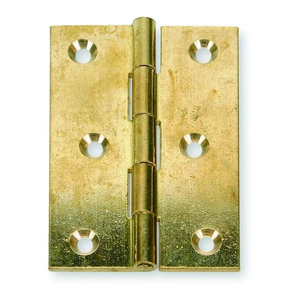 Zoro Select Door and Butt Hinge, Steel, Full Surface Mounting, 1 in Leaf W x 3 in Leaf H, Bright Brass - 3HTR5