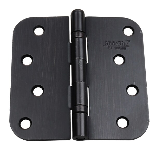 Gliderite Hardware 4 in. Oil Rubbed Bronze Ball Bearing Door Hinge with 5/8 in. Corner Radius - 4058-2BB-ORB, 12PK - 4058-2BB-ORB-12