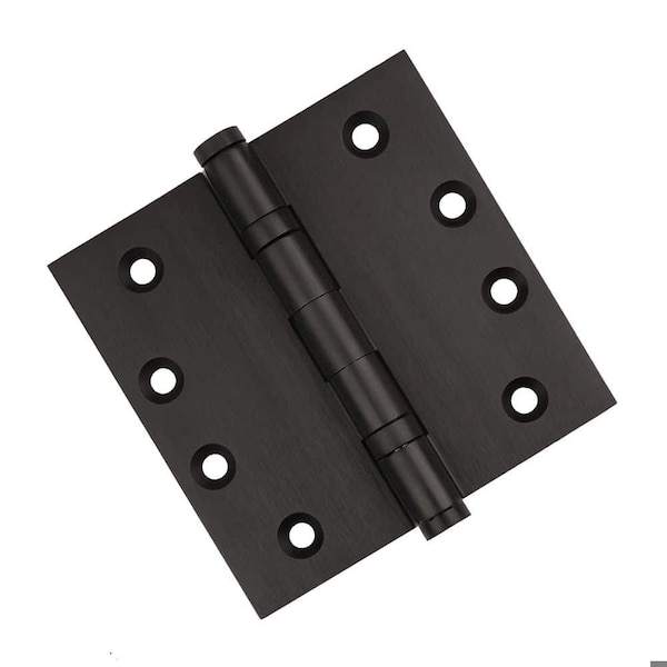 Embassy 4-1/2 x 4-1/2 Solid Brass Ball Bearing Hinge, Oil Rubbed Bronze Finish with Flat Tips - 4545BBUS10BF-1