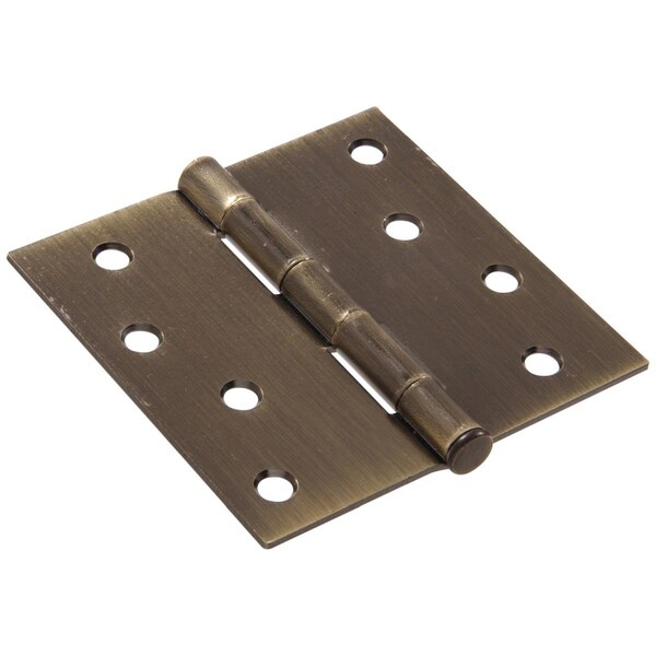 Hillman Carded, Hinge Square Full Mortise, Antique Brass, 4 in. - 851798