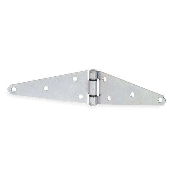Zoro Select Strap Hinge, Steel, Full Surface Mounting, 8 in Leaf W x 3 in Leaf H, zinc plated - 4PB43