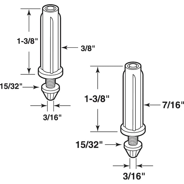 Prime-Line Bi-Fold Door Bottom Pivot Kit, Two 3/8 in. and Two 7/16 in. Plastic - N 7538