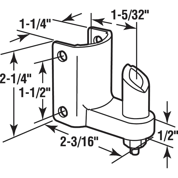 Prime-Line Post Mounted Gravity Pivot Hinge, 1-1/4 in., Zamak, Chrome, 5/8 in. Pintle, Bottom (Single Pack) - 656-6548