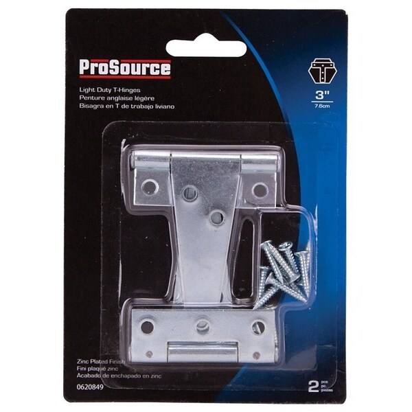 Prosource T-Hinge, Steel, Zinc, Fixed Pin, 180 deg Range of Motion, 26 Pair lb - LTH-Z03-C2PS