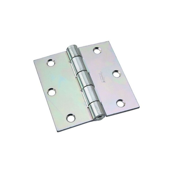 National Hardware Utility Hinge, 3-1/2 in W Frame Leaf, 0.11 in Thick Frame Leaf, Steel, Zinc, Riveted Pin - N140-616