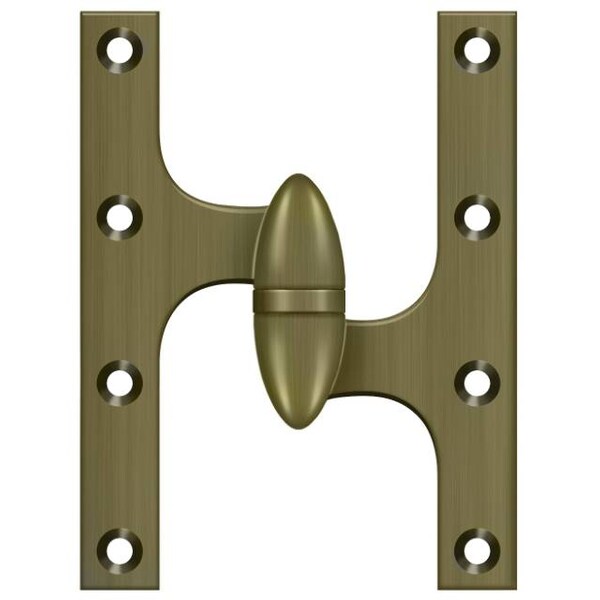Deltana Antique Brass Door and Butt Hinge, Holes per Leaf: 4 - OK6050B5-R