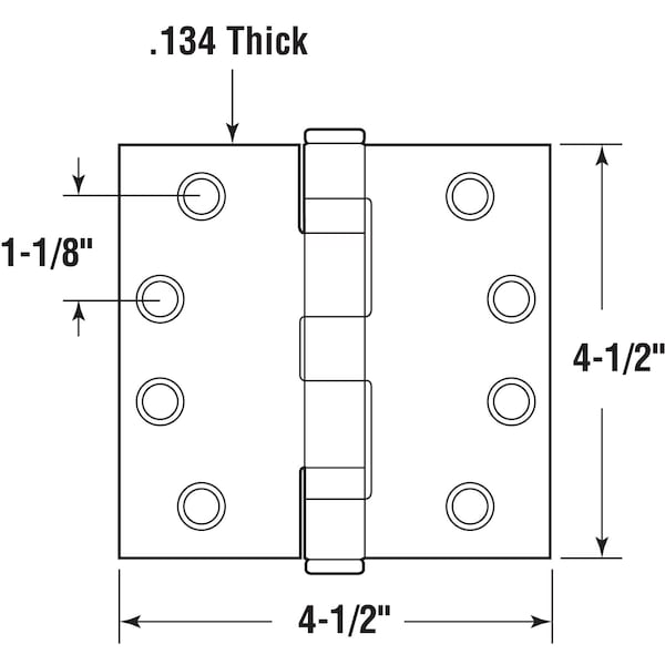 Prime-Line Door Hinge Commercial Smooth Pivot, 4-1/2 in. x 4-1/2 in. w/ Square Corners, Satin Brass 3 Pack - U 1156463