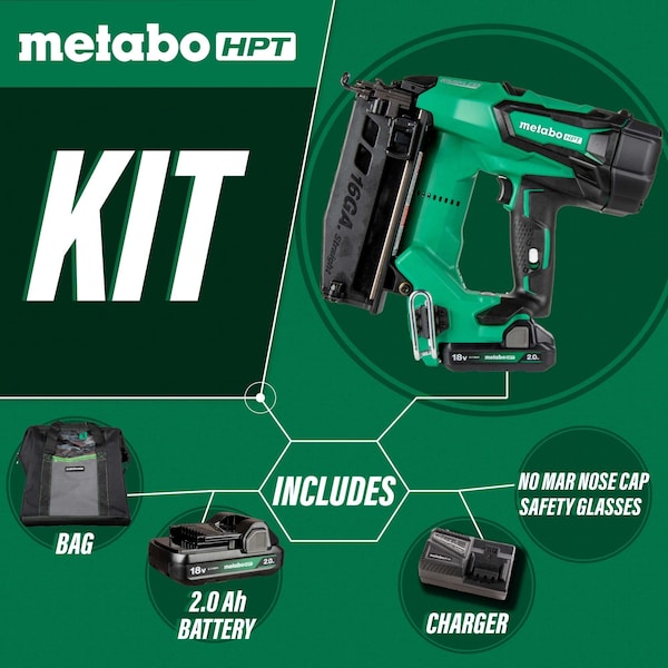 Metabo Hpt 18V Cordless 16-Gauge Finish Nailer 1 x 2.0Ah - NT1865DMSTM