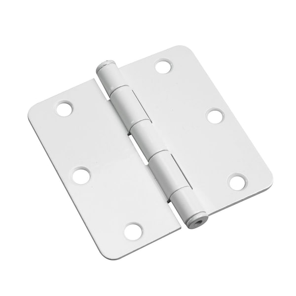 Richelieu 2Pack 3 12inch 89 mm Full Mortise Butt Hinge  14 Radius, White - 2821WB