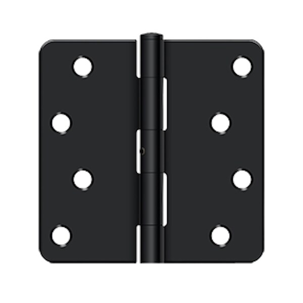 Deltana 4 x 4 x 1/4 Radius Hinge; Heavy Duty; Paint Black Finish - S44R4N1B
