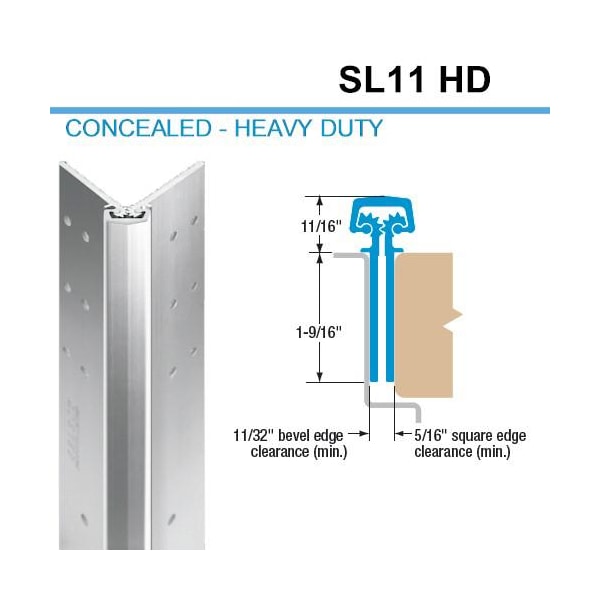 Select-Hinges Select-Hinges: Concealed Hinge, Flush Mounted for 1-3/4" Doors, Heavy Duty, Clear Aluminum Finish - SLH-11-95-CL-HD