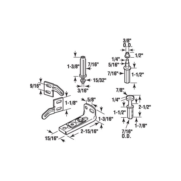 Prime-Line Bi-Fold Door Hardware Repair Kit, Includes a Bottom Bracket, Top and Bottom Pivots 6 Components - N 7530