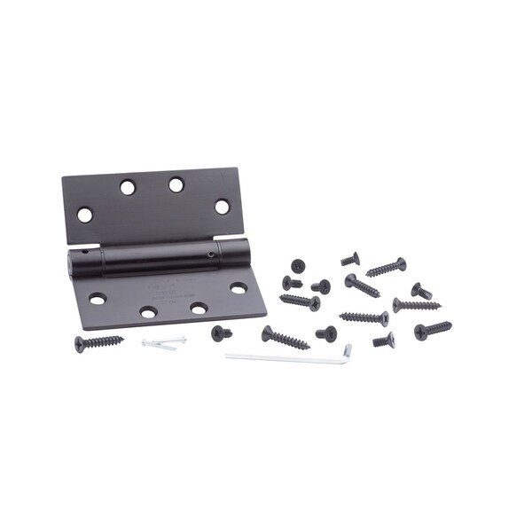 Global Door Controls 4.5 in. x 4.5 in. Oil Rubbed Bronze Full Mortise Spring Squared Hinge with Non-Removable Pin - Set of 3 - CPS4545-10B-3