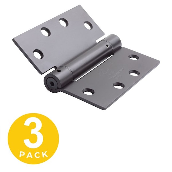 Global Door Controls 4.5 in. x 4.5 in. Oil Rubbed Bronze Full Mortise Spring Squared Hinge with Non-Removable Pin - Set of 3 - CPS4545-10B-3