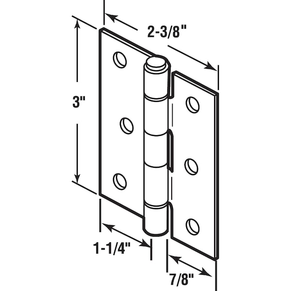 Prime-Line Screen Door Replacement Hinges, 3 in. Long, Steel, Aluminum 2 Pack - K 5038