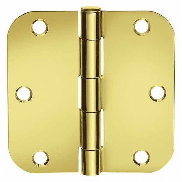 Mckinney Door and Butt Hinge, Steel, Full Mortise Mounting, 1 1/4 in Leaf W x 3 1/2 in Leaf H, Bright Brass - 3�X3� 1458 3