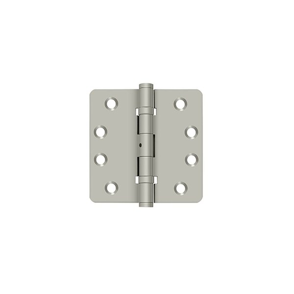 Deltana Pair of 4 x 4 x 1/4 Ball Bearing Radius Hinges with Non Removable Pin; Satin Nickel Finish - DSB4R4NB15