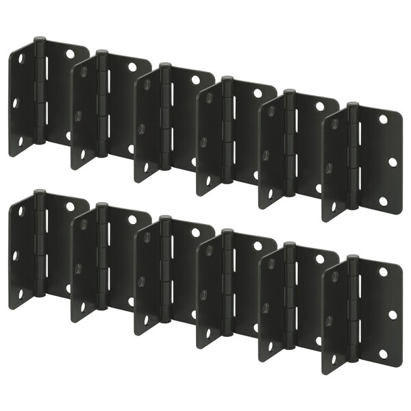 Prime-Line Door Hinge Residential Smooth Pivot, 3-1/2 in. with 1/4 in. Corners, Oil Rubbed Bronze 12 Pack - U 11505712