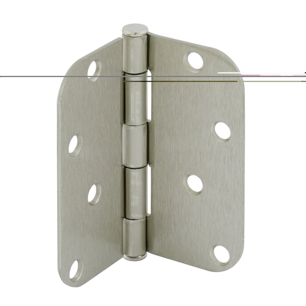 Prime-Line Door Hinge Residential Smooth Pivot, 4 in. with 5/8 in. Radius Corners, Satin Nickel 3 Pack - U 1150953