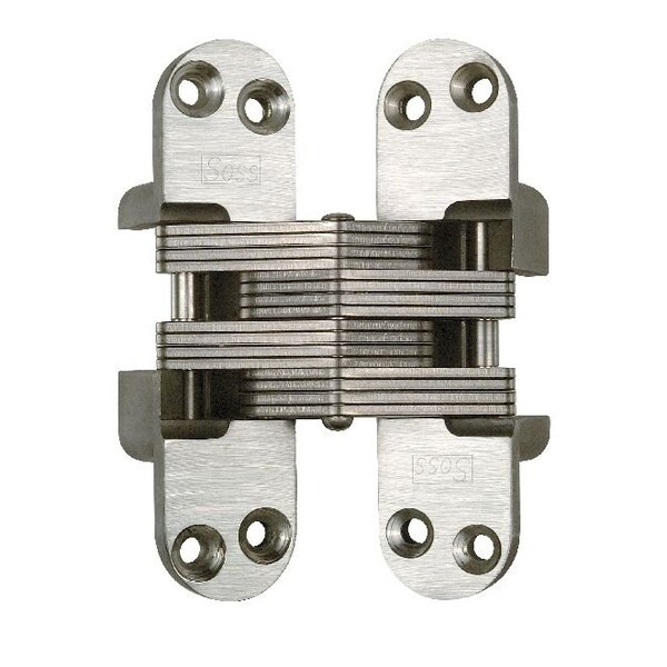 Universal Industrial Soss 1-1/8" x 4-39/64" Heavy Duty Fire Rated Invisible Hinge for 1-3/4" Doors Satin Stainless Steel - 418SSUS32D