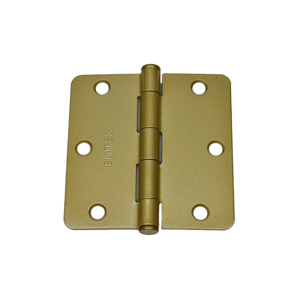 Emtek Pair of 3-1/2 in x 3-1/2 in 1/4 in Radius Steel Residential Duty Hinges Satin Brass Finish - 91023US4