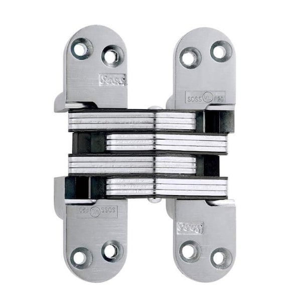 Universal Industrial Soss 1-1/8" x 4-5/8" Heavy Duty Invisible Hinge for 1-3/4" Doors Satin Chrome Finish - 218US26D