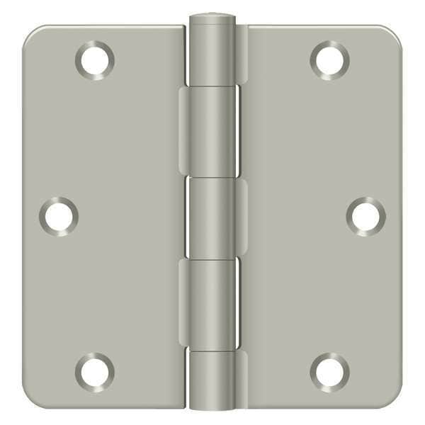 Deltana Door and Butt Hinge, Steel, Full Mortise Mounting, 1 3/4 in Leaf W x 3 1/2 in Leaf H, Satin Nickel - S35R415
