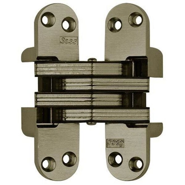 Universal Industrial Soss 1-1/8" x 4-5/8" Heavy Duty Invisible Hinge for 1-3/4" Doors Bright Nickel Finish - 218US14