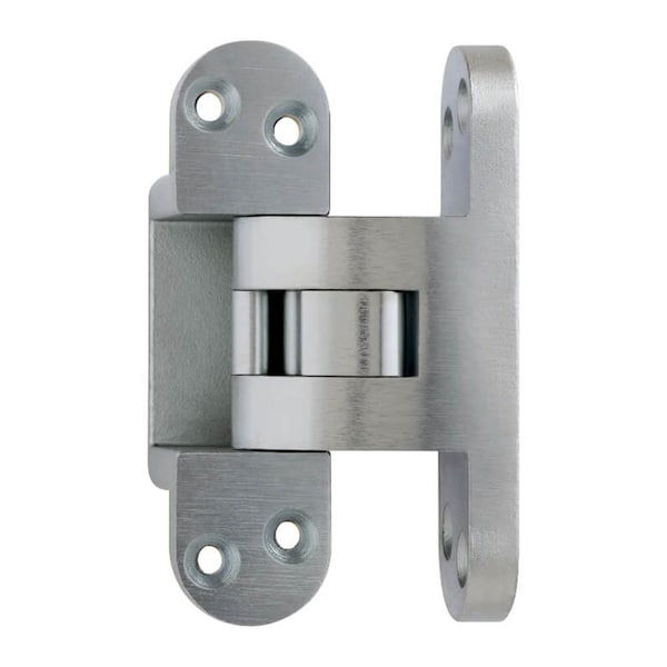Soss 4-5/8in x 1-1/4in Wide Throw Invisible Hinge Satin Chrome Finish - 518US26D