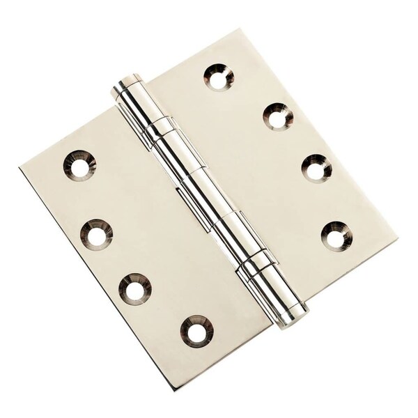 Embassy 4-1/2 x 4-1/2 Solid Brass Ball Bearing Hinge, Polished Nickel Finish with Flat Tips - 4545BBUS14F-1