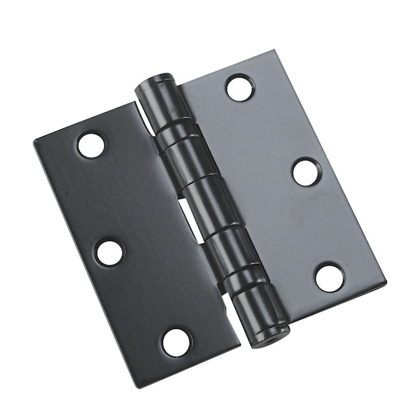 Richelieu 2Pack 3 12inch 89 mm Full Mortise Ball Bearing Butt Hinge, Black - 4821FBB