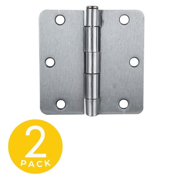 Global Door Controls 3.5 in. x 3.5 in. Brushed Chrome Full Mortise Residential Squared Hinge with Removable Pin - Set of 2 - CP3535-R-26D-M