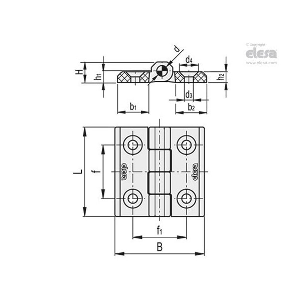 Elesa Stainless Steel Door and Butt Hinge - CFM.30 SH-4