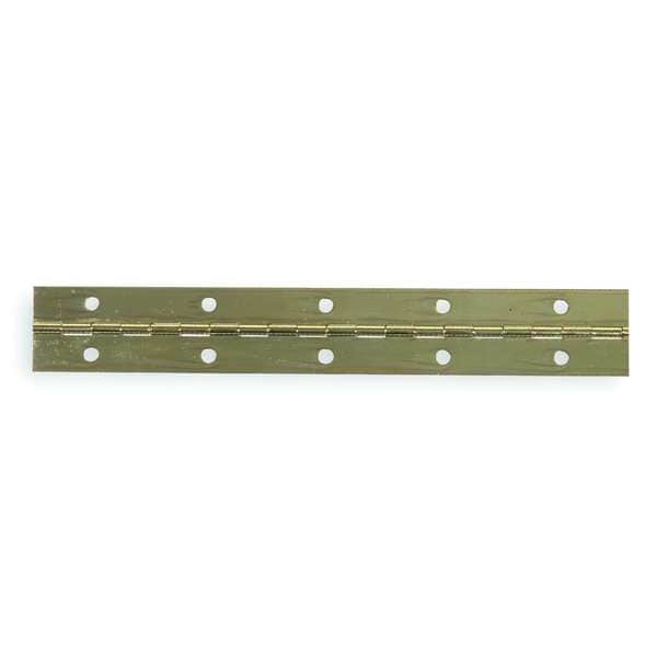 Zoro Select Piano Hinge, Steel, Full Surface Mounting, 9/16 in Leaf W x 48 in Leaf H, Bright Nickel - 4PB19