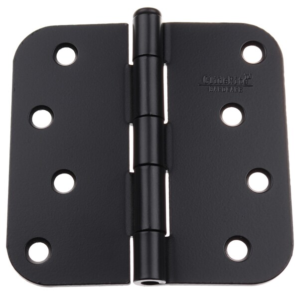 Gliderite Hardware 4 in. Matte Black Door Hinge with 5/8 in. Corner Radius - 4058-MB, 12PK - 4058-MB-12